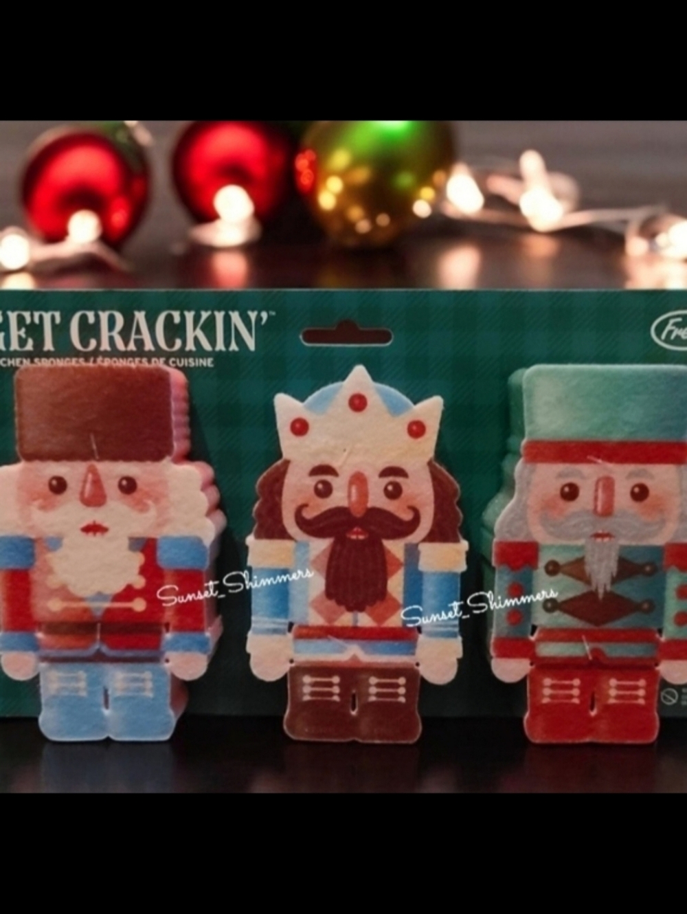 3pc Nutcracker Christmas  Kitchen Sink Decor Sponge Scrubber Set New